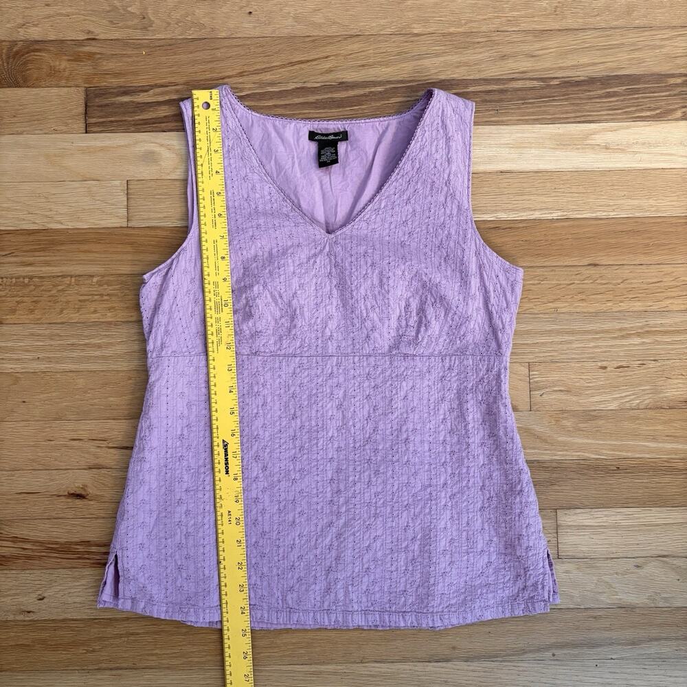 Eddie Bauer Women’s Lilac Purple Eyelet Sleeveless Top Vintage Y2K Cottagecore M - Picture 2 of 8